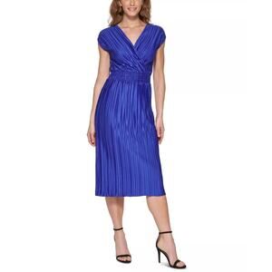 DKNY Women's Pleated Smocked Waist Dress Blue Size 4 NWT